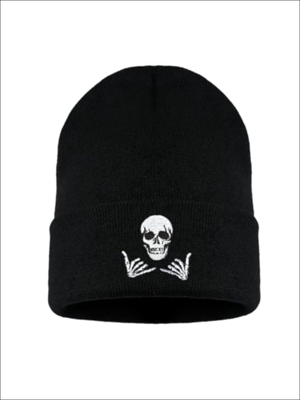 Embroidered Skeleton Beanie Winter Stretch Knit Skull Cap 100% Acrylic